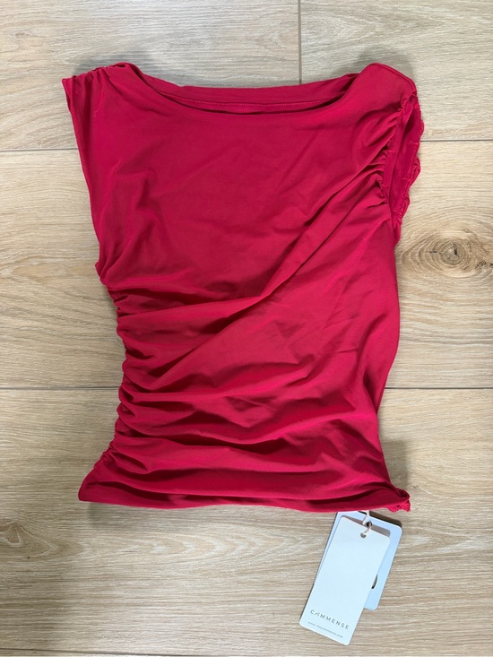 Commense Tops - Commense Ruched Asymmetrical Berry Pink Sleeveless Top NWT